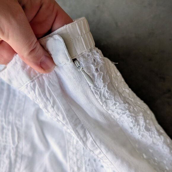 Vintage Coldwater Creek White Eyelet Embroidered Boho Festival Midi Skirt large - Picture 5 of 8